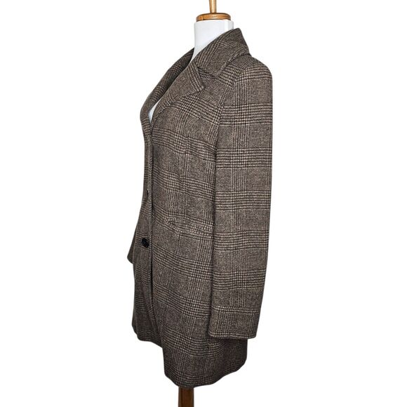 Merona Wool Blend Houndstooth Coat Brown Elbow Patch Equestrian Academia Size S - Picture 6 of 15